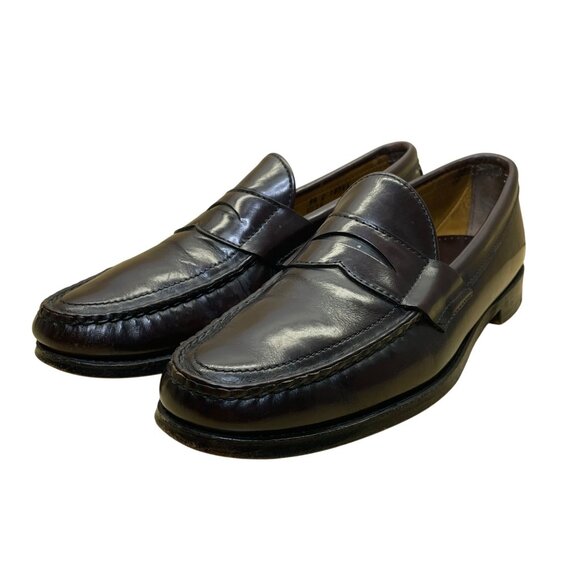 Barrie Men’s Burgundy Leather Hand-Sewn Penny Loafers Slip-On Shoes Size 9.5 - Picture 3 of 10